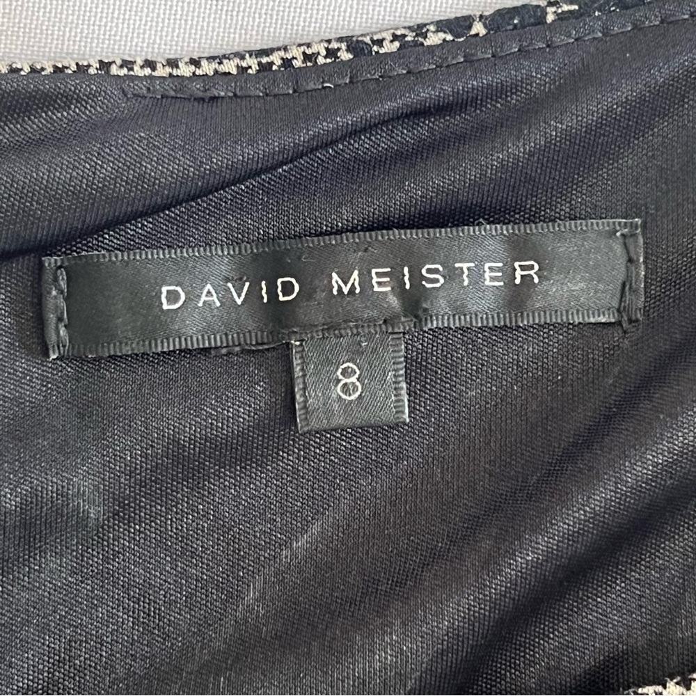 David Meister Women Black and Gray 3/4 Sleeves Midi Dress Size 8 Invisible Zip - Picture 3 of 16
